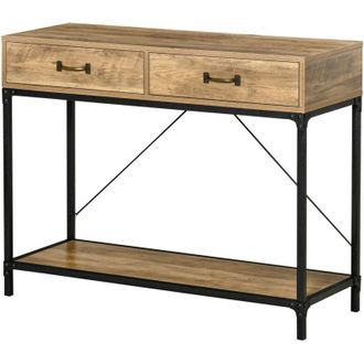 HOMCOM Consolle per Ingresso Vintage con 2 Cassetti e Mensola Metallo e Legno - Homcom
