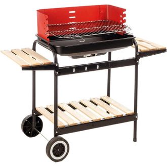 Enrico Coveri Barbecue Trolley a Carbonella In Metallo e Legno BBQ Braciere Portatile Ripiani