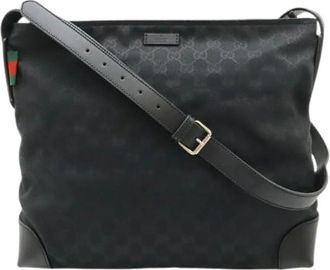 Gucci Pre-owned GG Canvas Leren Schoudertas - Dames - Vintage Schoudertas - Zwart - ONE Size - Leer - Vintage