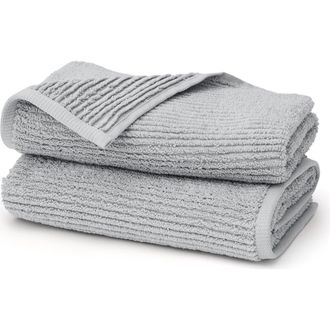 Boll & Branch Set of 2 Ribbed Organic Cotton Hand Towels in Shore at Nordstrom