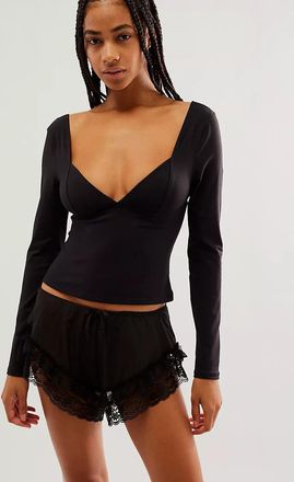 Free People Duo Corset Top Womens Black Sweetheart Neck Long Sleeve JDM 41