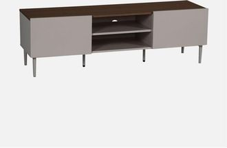 Sweeek Mueble De Tv De Metal Y Decoraci&oacute;n De Madera 2 Puertas 140cm