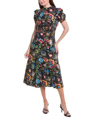 Adrianna Papell Smocked Waist Midi Dress