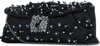 Roger Vivier Womens Bouquet Clutch Black Silk