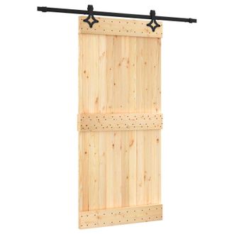 vidaXL Puerta Corredera Natural Y Negro 95 X 210 Cm Vidaxl