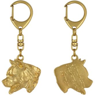 OEM American Staffordshire Terrier, Amstaff, Amstaf I: Llavero De Perro Ba&ntilde;ado En Oro, Decoraci&oacute;n De Bolsos, Accesorio De Lujo De Art-dog
