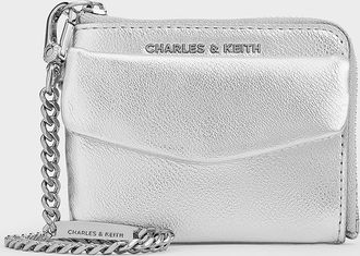 Charles & Keith Rachel Metallic Front-Pocket Zip-Around Card Holder