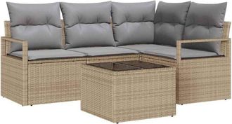 vidaXL Garden Sofa Set with Cushion 5 pcs Beige and Light Grey vidaXL