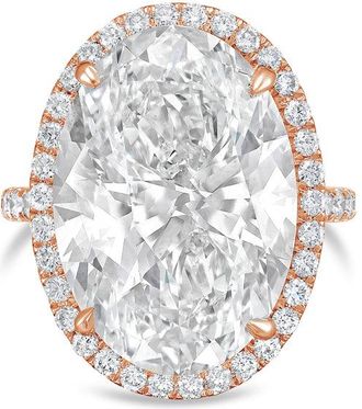 Diana M. Jewels 14kt rose gold 2ct lab grown Oval Diamond Halo Pav&eacute; Ring