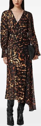 AllSaints Abito midi con scollo a V - Nero