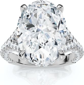 Pompeii3 Certified 6.10Ct Oval Diamond Hidden Halo Engagement Ring White Gold Lab Grown Size: 7