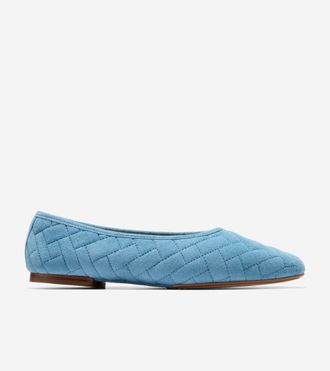 Cole Haan Womens Jasleen Quilted Ballet Flats - Medium Blue Size 5.5