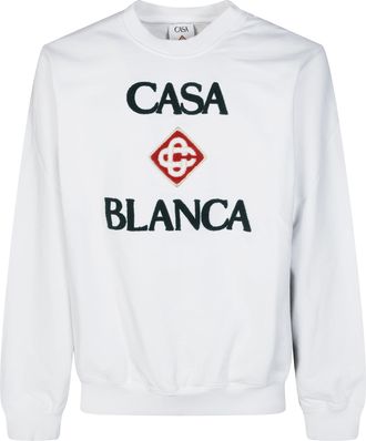Casablanca Casual White Sweatshirt with Bold Embroidery and Crew Neckline