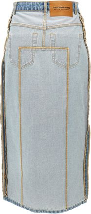 VETEMENTS Inside-Out Cotton Denim Skirt - Blue