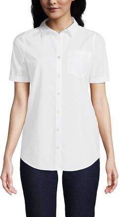 Lands End Short Sleeve No Iron Shirt in White at Nordstrom, Size X-Large P
