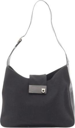 Ferragamo Pre-owned Shoulder Bags, female, Black, Size: ONE SIZE Pre-owned Canvas Shoulder Bag