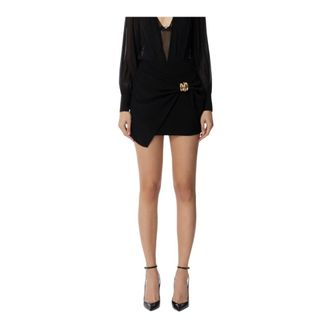 Elisabetta Franchi Short Skirts, female, Black, Size: XL Wrap Mini Skirt