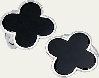 Jan Leslie Onyx Clover Cuff Links