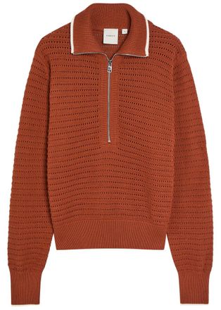 Varley Morwenna Half-zip Cotton-knit Jumper - Bronze - S (UK8-10 / S)