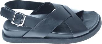 Guglielmo Rotta Platte Sandalen - Dames - Sandalen - Zwart - 36 EU - Leer - Schoenen