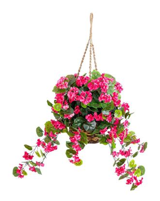 Nearly Natural 28In Uv-Resistant Artificial Geranium In Hanging Basket (Indoor/Outdoor)