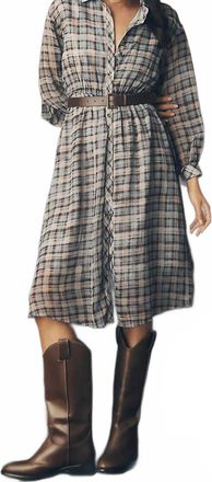 En Saison Briar Midi Dress In Dusty Blue Brown
