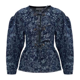 Ganni Blouses, female, Blue, Size: L Denim Top