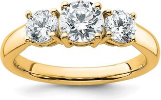Diamond2Deal 14k Gold Lab Grown Diamond 3-Stone Wedding Band Ring 1.5Ct Clarity- VS Color- D-E