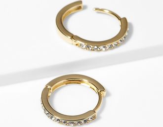 Simons Womens Shimmery metallic mini Hoop Earrings