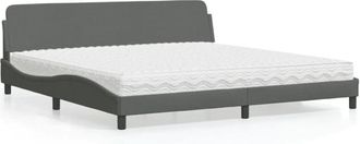vidaXL Vidaxl - Cama Con Colch&oacute;n Tela Gris Oscuro 200x200 Cm