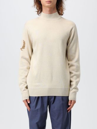 Fred Perry Mens Mock Neck Knit Sweater - Ivory Cotton - Size X-Large