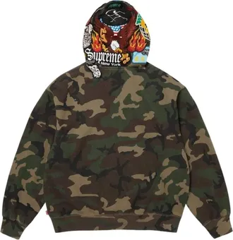 SUPREME FW26 Patches Zip Up Hooded Sweatshirt Woodland Camo SUP-FW26-013-WCMO