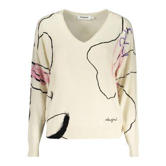 Desigual Jersey fino estampado - Knitwear - Mujer - Blanco - XL