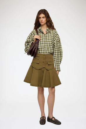 Ganni Green Skirt in Stretch Cotton - Size 32 Organic