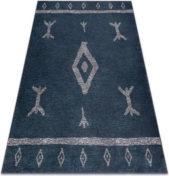 RugsX Rugsx - Antika Alfombra 121 Tek, Azteca, Lavable - Antracita Grey 120x170 Cm