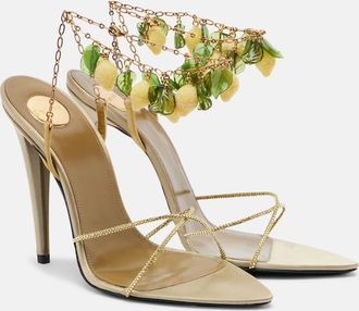 Saint Laurent Mon Ch&eacute;ri 110 leather slingback sandals
