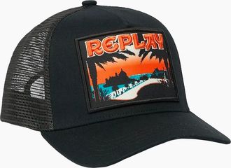Replay Mens Replay Baseball Cap Patch Trucker Cap BLACK - Size: ONE