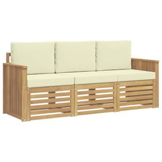 vidaXL Juegos De Sof&aacute;s 3 Uds. Blanco Y Crema Poli&eacute;ster Vidaxl