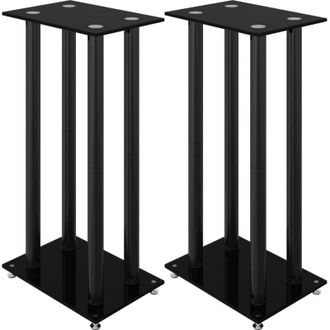 vidaXL Vidaxl - Soportes De Altavoces 2 Uds Vidrio Templado Negro 4 Pilares