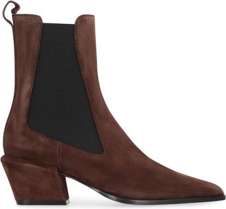 PARIS TEXAS Su&egrave;de enkellaarsjes met bedekte hak - Dames - Cowboylaarzen - Bruin - 39 EU - Su&egrave;de - Schoenen