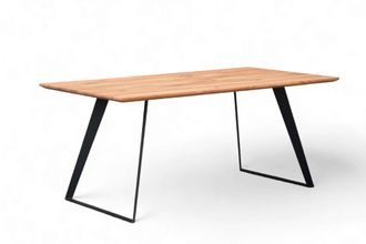 HOME AFFAIRE Esstisch »Talwiese Küchentisch, U-Form Metallgestell, Wildeiche massiv geölt« Baum Kante oder Schweizer Kante, erhältlich in 3 Grössen und 2 Farben