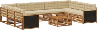 vidaXL Conjunto De Sof&aacute;s De Exterior 10 Uds. Natural Y Beige Vidaxl