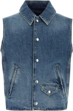 Givenchy Denim Embroidered Logo Vest