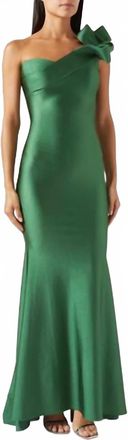 Nicole Bakti One Shoulder Gown In Kelly Green