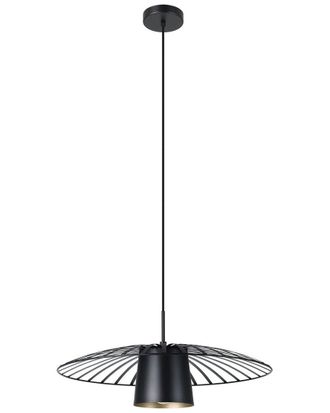 Eglo Eglo Felixkirk 1 Light Pendant With Black Finish & Black With Gold Interior Metal Shade