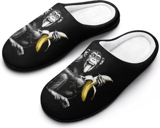 Generic Chimpanzee Monkey Banana Men Slippers Funny House Shoes Cotton Slipper for Indoor Outdoor