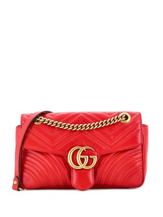 Gucci GG Marmont Flap Bag Matelasse Leather Small crossbody bag - women - Calf Leather - One Size - Red