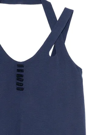 Emporio Armani V-Neck Button Detail Tank Top - Navy