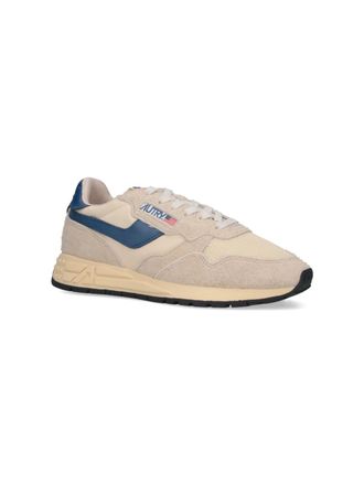 Autry Mixed-Material Low-Top Sneaker - Beige