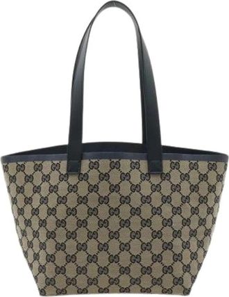 Gucci Pre-owned GG Canvas Tote Bag - Dames - Vintage Shopper - Beige - ONE Size - Leer - Vintage